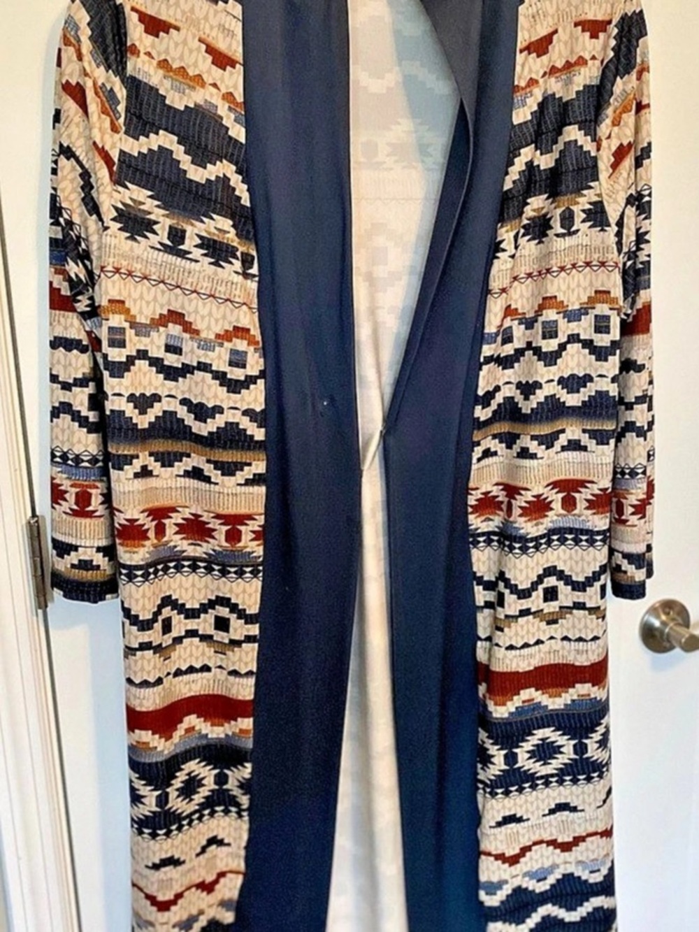 Lily by Firmiana Geometric Cardigan in Blue & Multicolor Size XL
